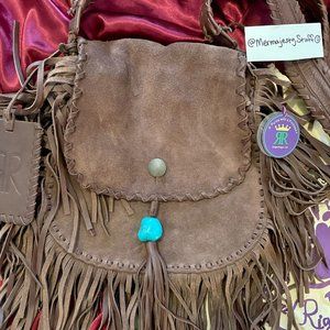 NWT Abigail Riggs "Miss Annie" Boho Fringe Suede Leather Crossbody Bag